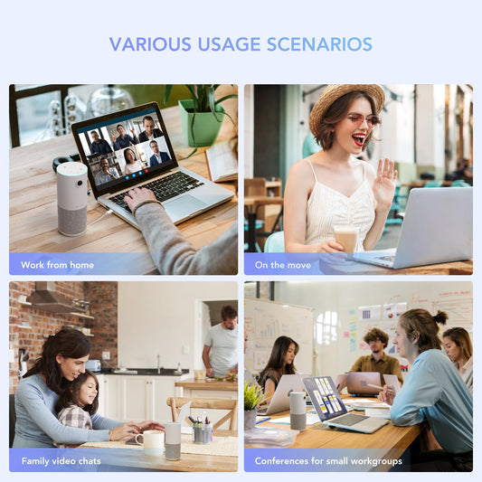 Nuroum Videokonferenz-Webcam mit Mikrofon&Lautsprecher, C10 1080P Kamera für Videokonferenz, Rauschunterdrückung/90° FOV/3m Reichweite, USB Plug&Play Freisprecheinrichtung für PC Windows/Mac