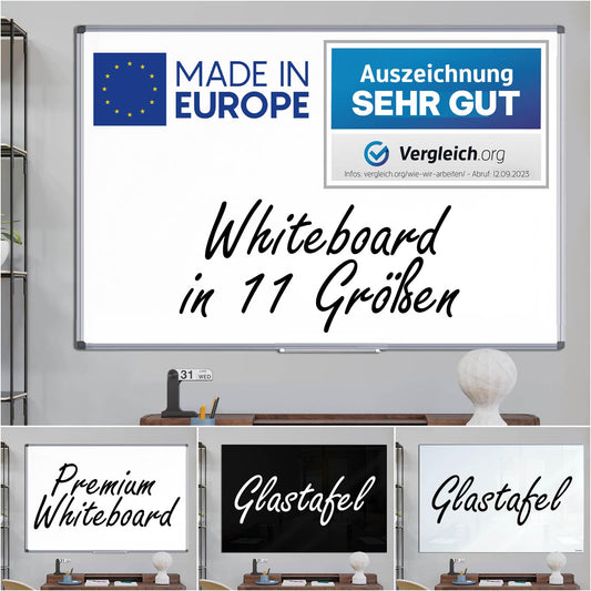 VISCOM Whiteboard magnetisch - 60 x 90 cm - Magnettafel in 11 Größen - Magnetwand, kratzfest & beschreibbar - mit Aluminium-Rahmen - für Hoch- und Querformat