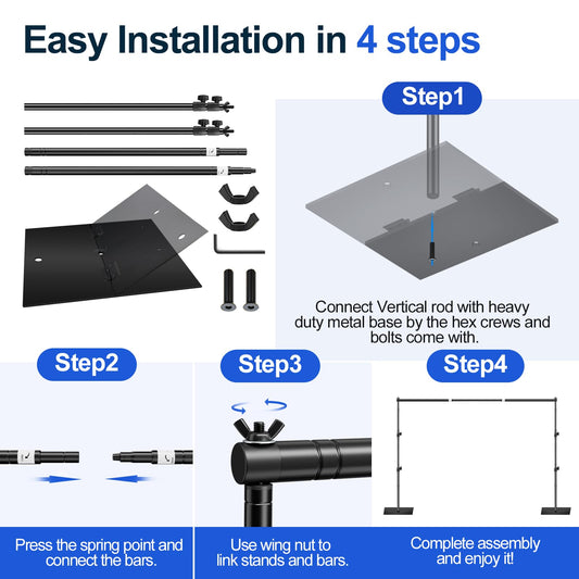EMART Foto Hintergrund Ständer mit Stahlsockel, 2m x 3m Verstellbarer Fotohintergrund Ständer Support System Kit für Fotografie, Foto Video Studio, Partydekoration