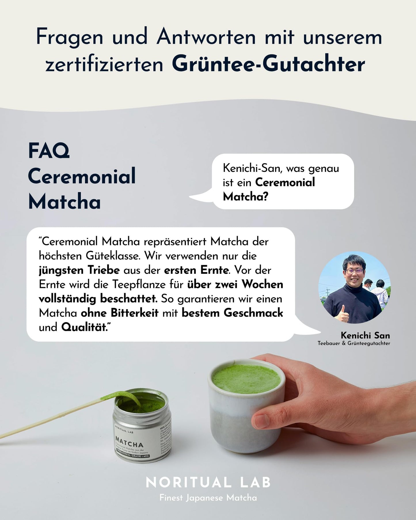Ceremonial Matcha - Reines Matcha Pulver aus Japan - Ceremonial Grade - Original Matcha Grüntee - Erste Ernte - 100% Natürlich und Laborgeprüft (40g)