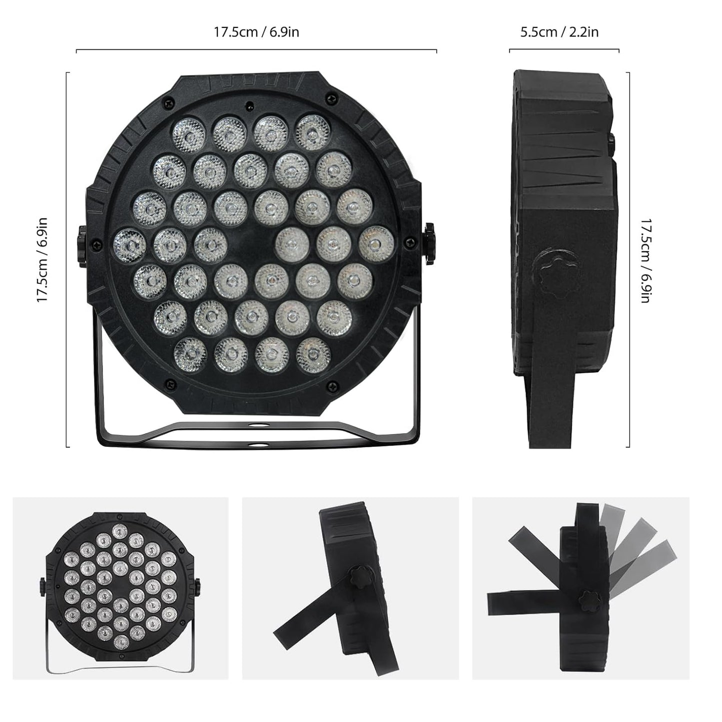 4PCS LED Par Strahler 36 LED 72W Discolicht Partylicht RGB DMX512 mit Fernbedienung, Bühnenlicht 7 Lichtmodi DJ licht für Party Bar Stage Feste Show