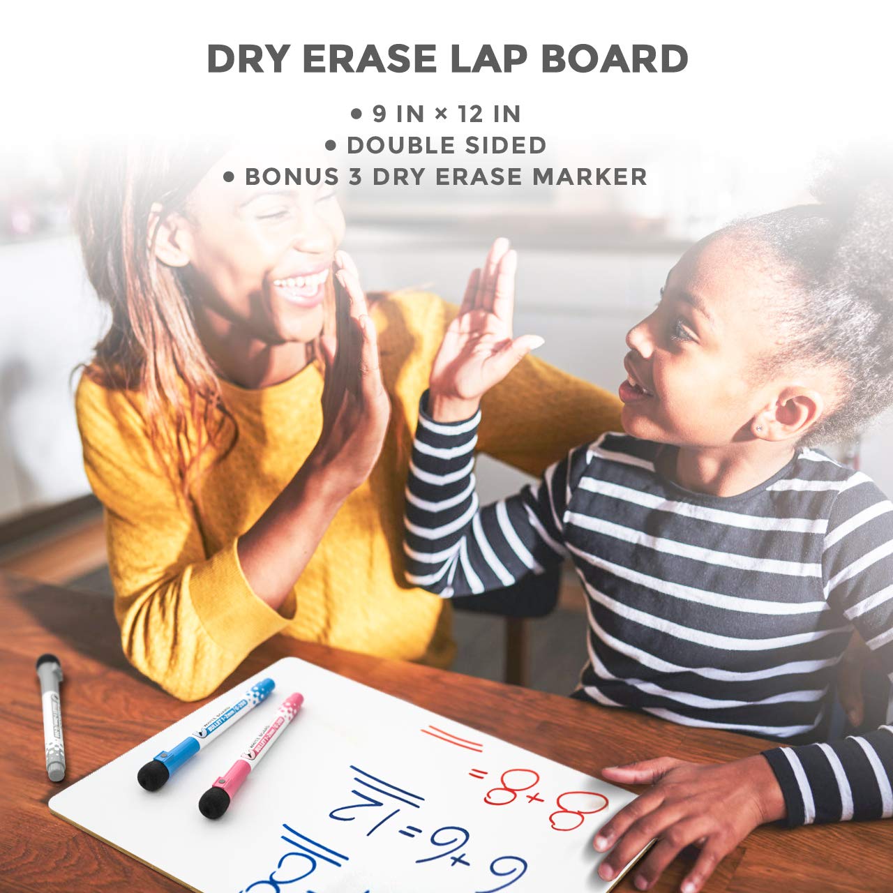 Nicpro Whiteboard Klein A4 (22 x 30 cm), Doppelseitiges Desktop Schreibtafel mit 3 Bunte Stifte, Schwamm, tragbares Mini Whiteboard für Kinder, Schüler, Klassenzimmer, Schulmaterial, Lernen