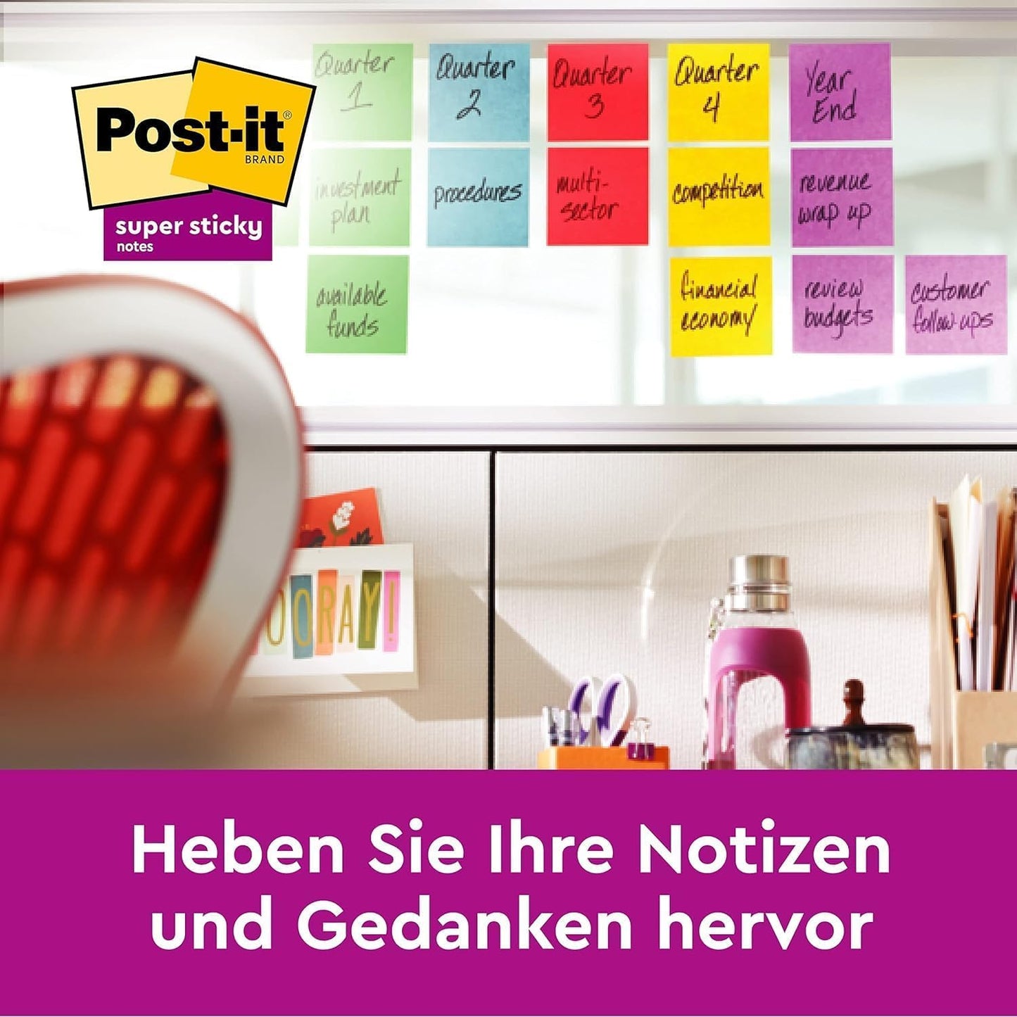 Post-it Super Sticky Notes, Carnival Collection, Carnival, 76 x 127 mm, 6 Blöcke a 90 Blatt