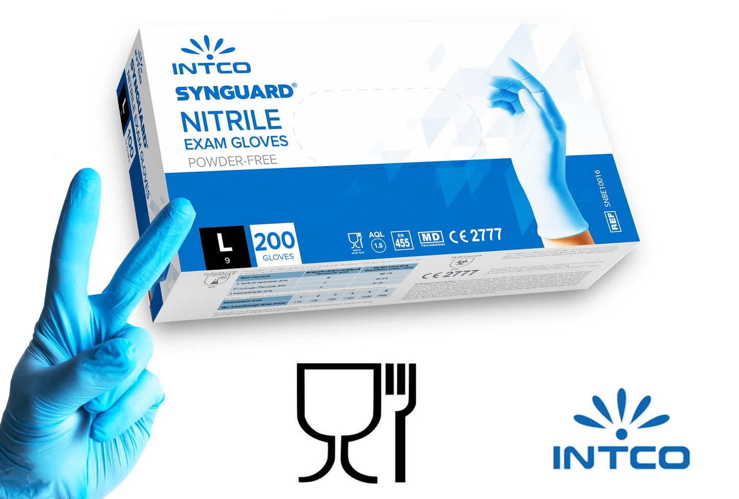 200 Stück Nitril-Handschuhe, puderfrei, latexfrei, hypoallergen, Lebensmittelhandschuhe, Einweghandschuhe (Größe L)