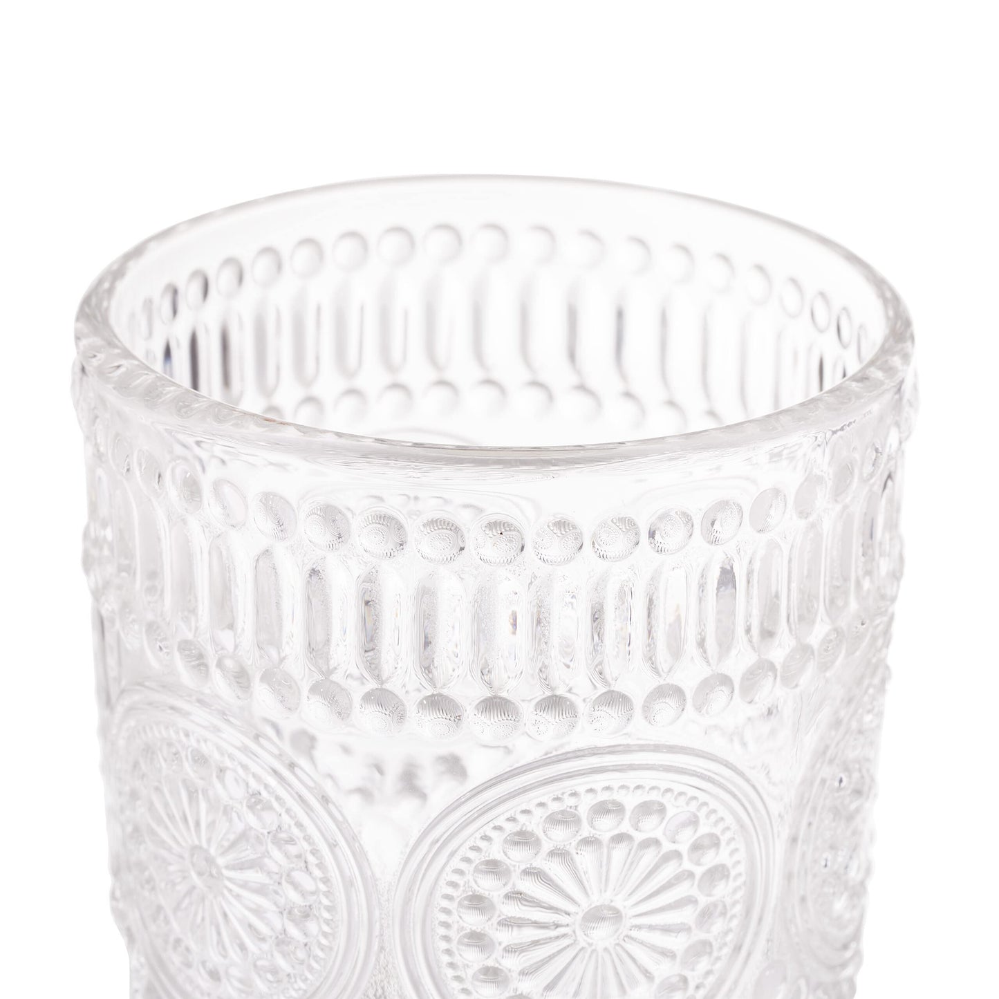 Relaxdays Trinkgläser, 4er Set, 300 ml, Vintage Gläser Wasser, Saft, Limo, spülmaschinenfest, Wassergläser, transparent, 10 x 8 cm