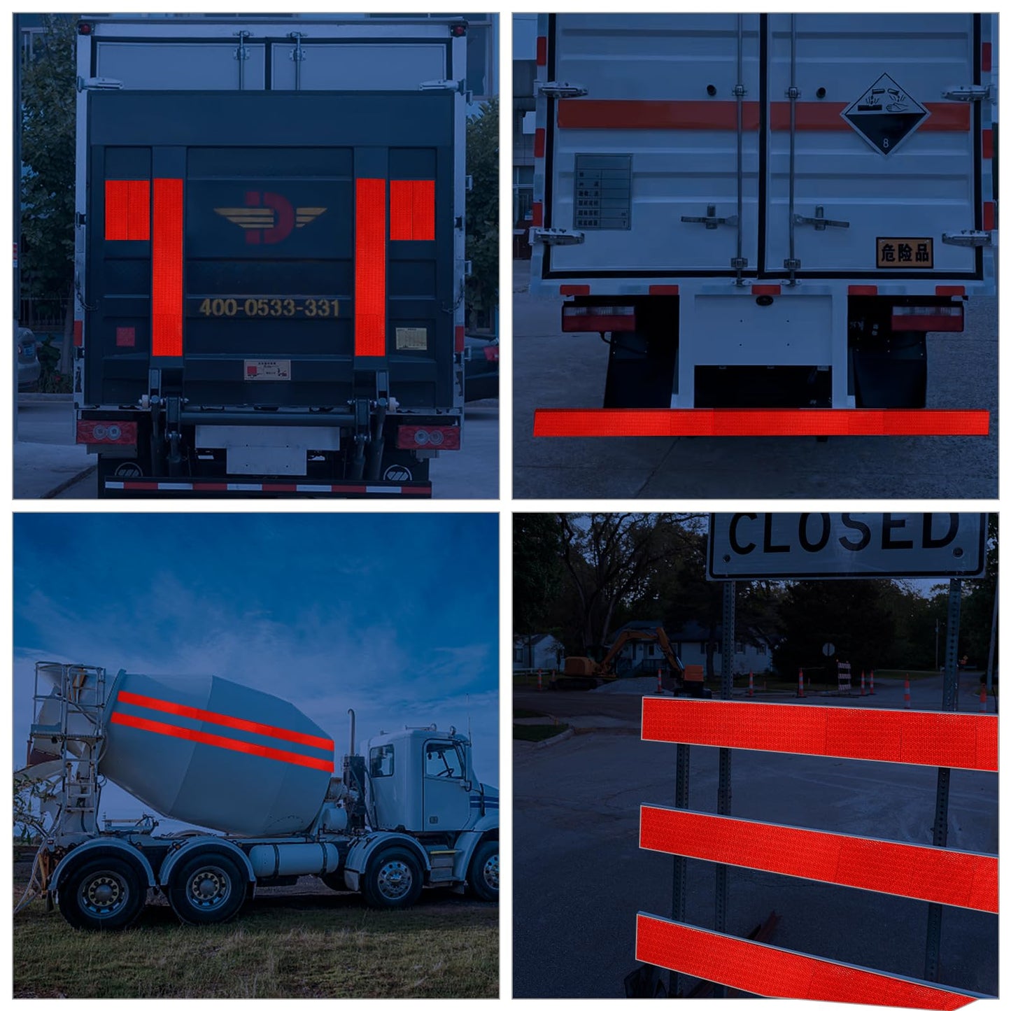 XFXIA Reflektierendes Klebeband Rot 10 cm x 10 m, wasserdicht, reflektierendes Klebeband, selbstklebendes Warnband für Fahrzeuge, Autos, Anhänger, Outdoor