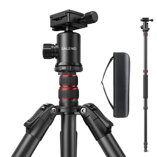 RALENO 1,98 m Kamerastativ, Stativ mit 360° Panorama Kugelkopf, Professionelles Camera Tripod mit 10kg Tragkraft, für Reise und Arbeit, WiFi 40M wasserdicht Modell: TP-60