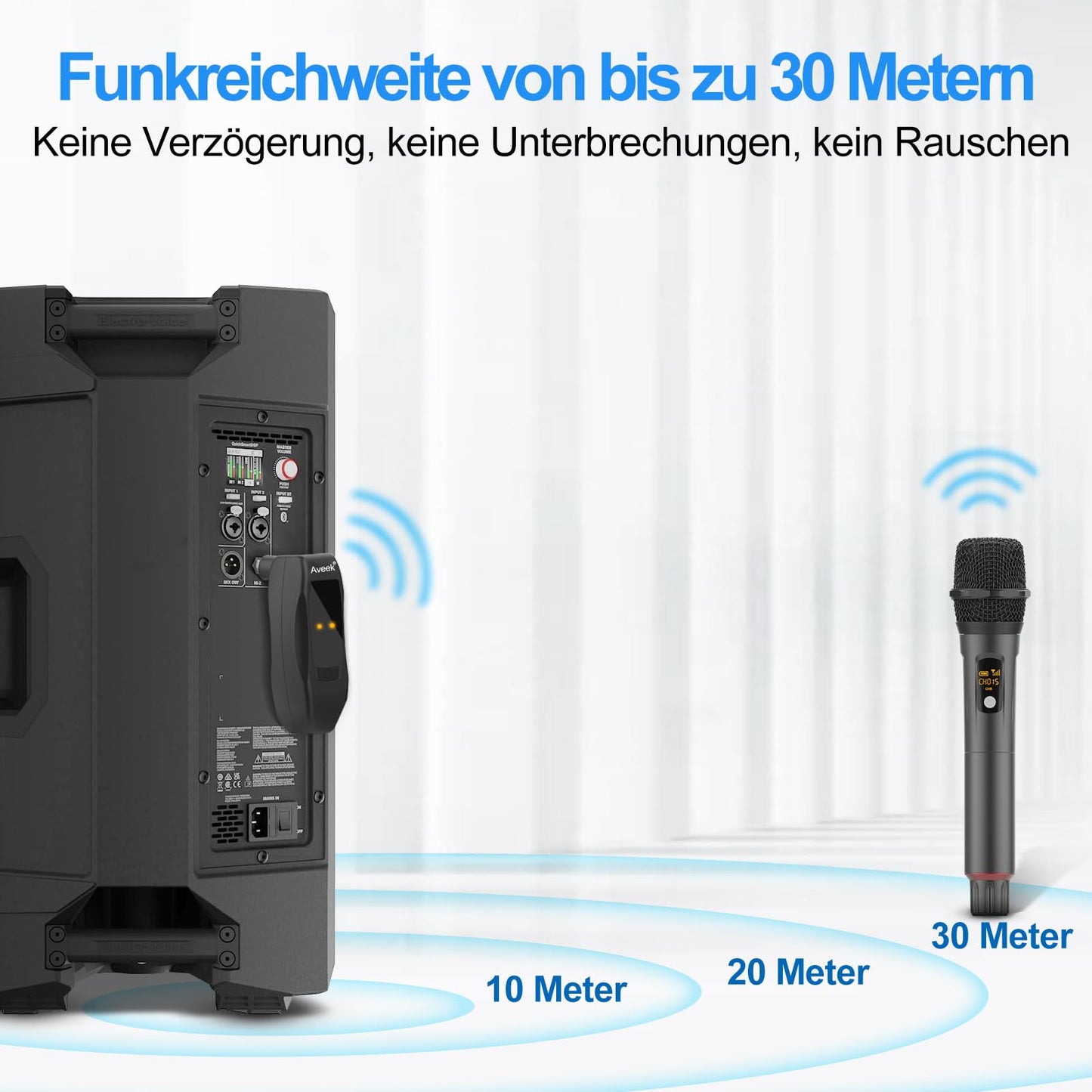 Aveek Karaoke Mikrofon Kabellos Set, 2.4GHz Drahtloses Handmikrofon,6,35/3,5 mm Mikrofonöffnung,Mit Aufladbarem Empfänger,Geeignet Für Karaoke-Maschinen, Hochzeiten, DJs, Partys