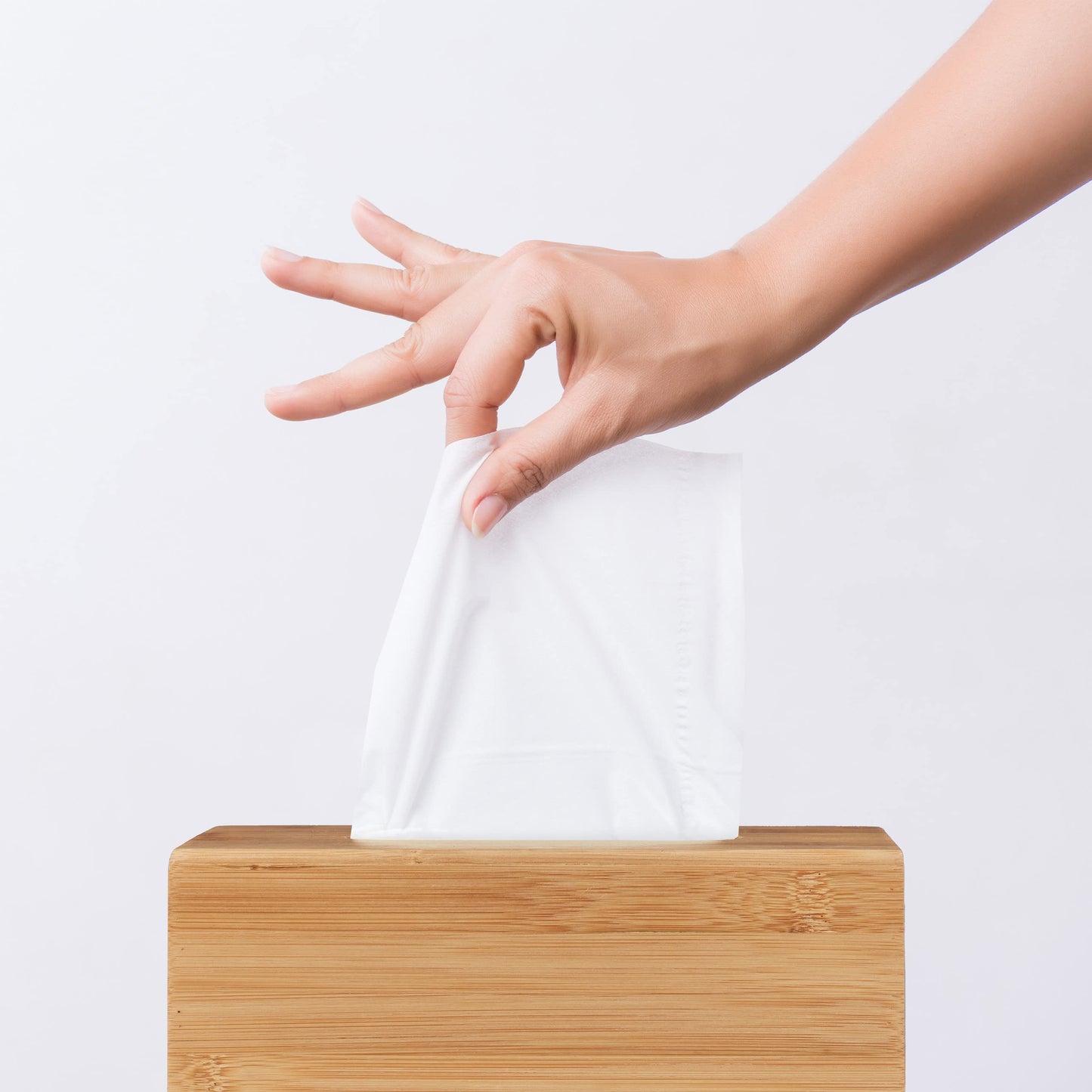 Relaxdays Kosmetiktuchbox, aus Bambus, Box für Kosmetik- & Taschentücher, Tücherbox nachfüllbar, Taschentuchbox, natur
