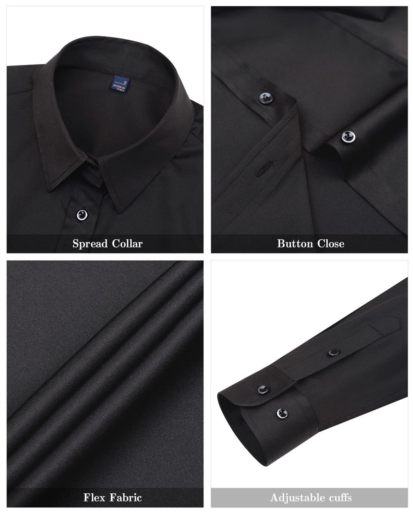 J.VER Bluse Damen Casual Business Bluse Damen Button Down Shirts Klassische Langarm Kragen Tops Bügelleichtes Modern Oberteil,Schwarz,3XL