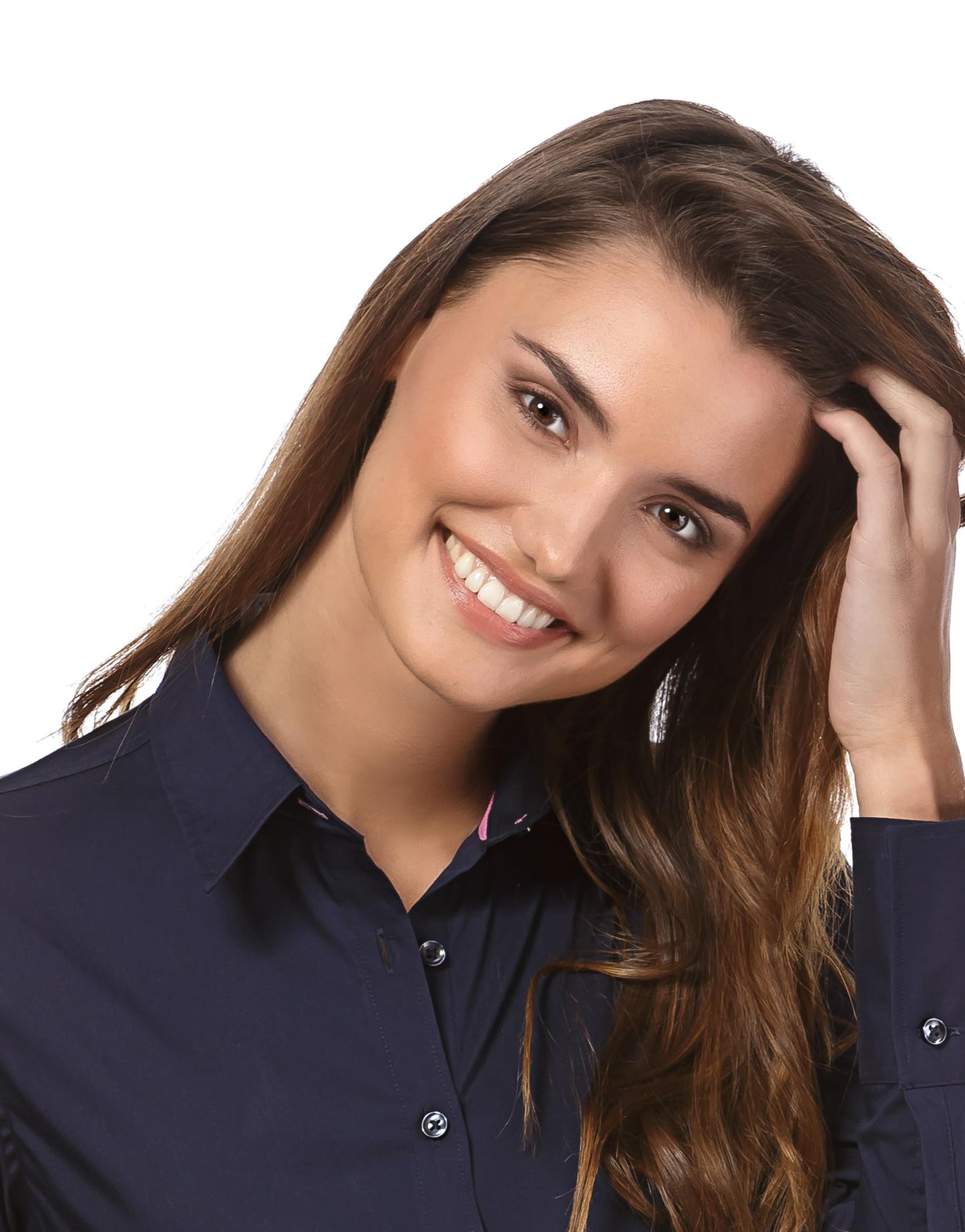 Vincenzo Boretti Damen Bluse besonders tailliert mit Stretch dunkelblau 34
