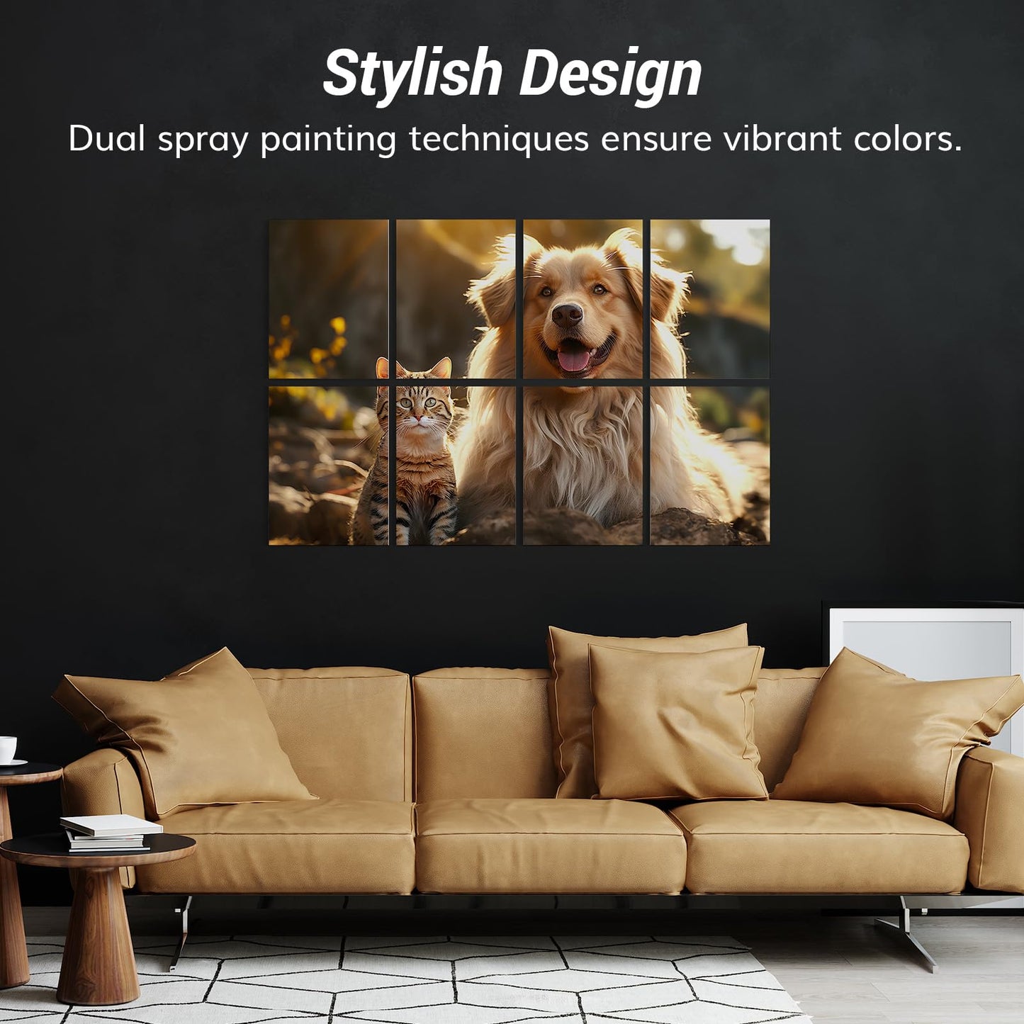 TONOR 8 Pack Art Acoustic Panel mit Selbstklebenden Wandpaneelen, 48"X32" Schallabsorbierende Paneele, Dekorative Schalldichte Paneele, Akustische Behandlung für Tonstudio, Büro, Katze und Hund