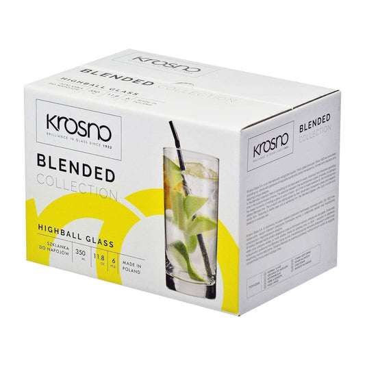 Krosno Longdrinkgläser Wassergläser Trinkgläser | Set von 6 | 350 ML | Blended Kollektion | Perfekt für Zuhause, Restaurants und Partys | Spülmaschinenfest