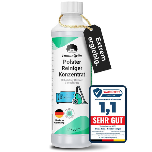 Emma Grün® Teppichreiniger & Polsterreiniger Konzentrat 750ml - Waschsauger Reinigungsmittel für Teppiche, Sofas & Textilien - Reinigungsmittel Nasssauger - Wirksame Polster Reinigung Made in Germany