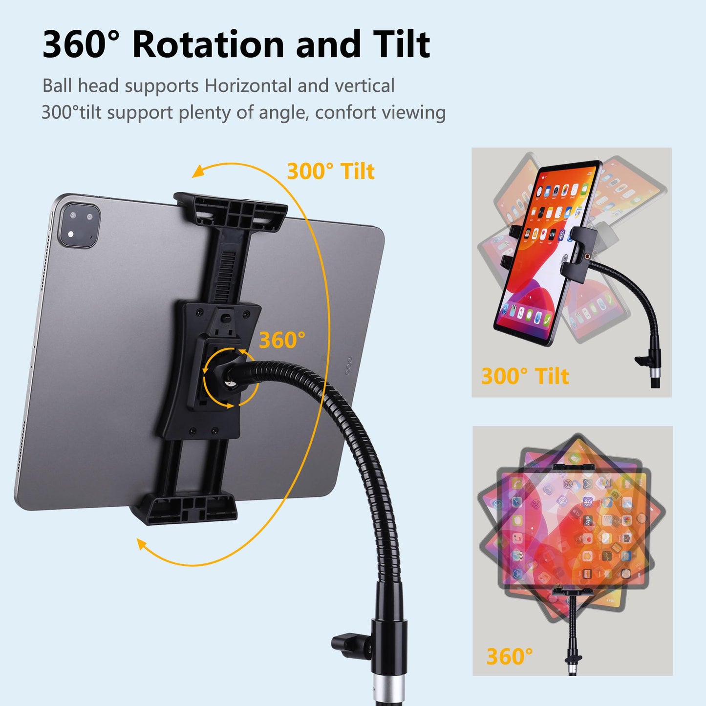 Peastrex Ipad und Telefon Stativ 73" Schwanenhals Tablet Bodenständer Halterung mit Fernbedienung für 3,5 bis 15in Tablets iPhones, iPad Pro Air Mini 12,9 11 10,5, Galaxy Tab S9 Ultra 14,6", Surface