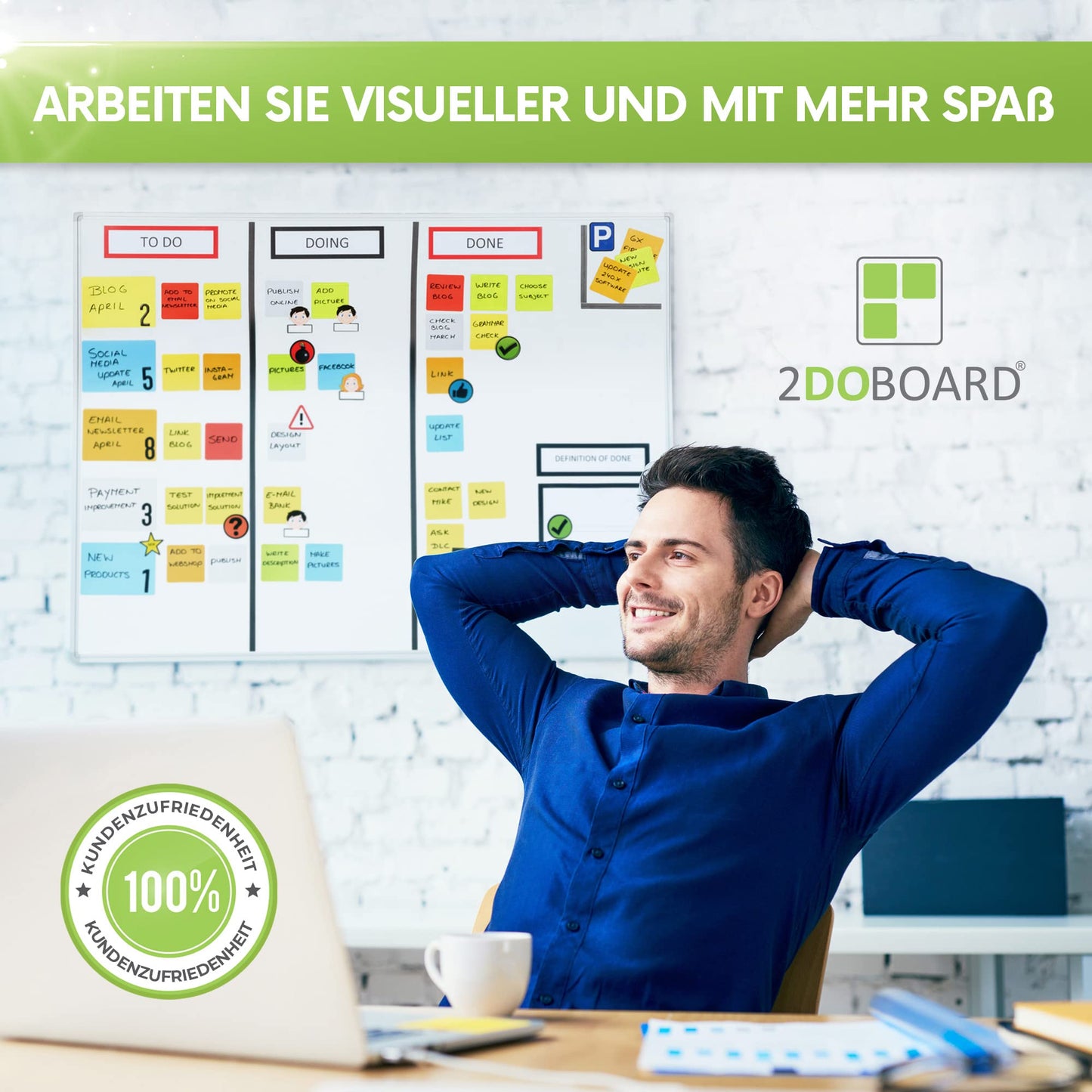 2DOBOARD Beschreibbare Magnete 15 x 10 cm für Kanban Board oder Scrum Tafel - 25 Stück - Scrum Karten für Whiteboard - Magnete zum beschriften - Magnetic Notes - Kanban Karten (Mix 5 Farben)