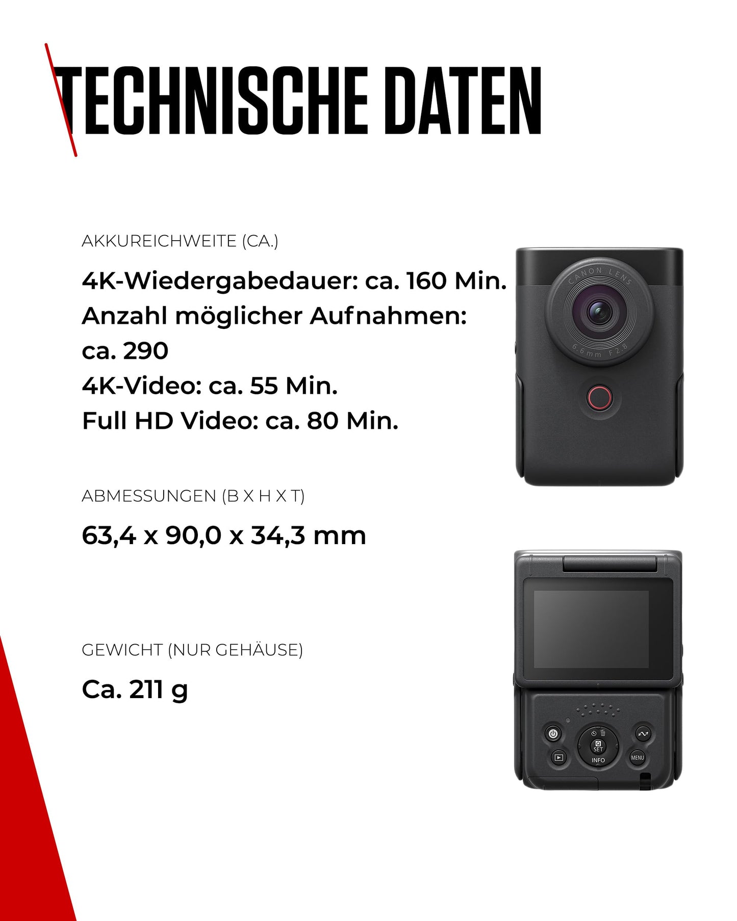 Canon PowerShot V10 Vlogging Starter Kit Kompaktkamera - Digitalkamera (Weitwinkel Objektiv, 4k Kamera Videokamera, klappbares Touch-Display, Stereo-Mikrofon, Stativ, Streaming, Content Creation)