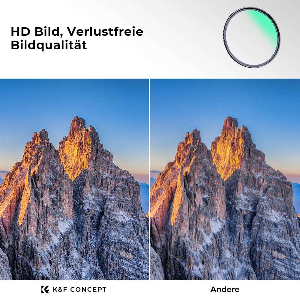 K&F Concept Nano X-Serie UV Filter 58mm Schott-Glas B270 28 Schichten MC Super Slim Schutzfilter Ultraviolett-Filter