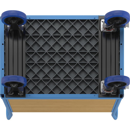 eurokraft | pro | Plattformwagen mit Holzwänden | Vollelastik-Rollen | 4 hohe Wände | Ladeflächen-LxB 995 x 645 mm