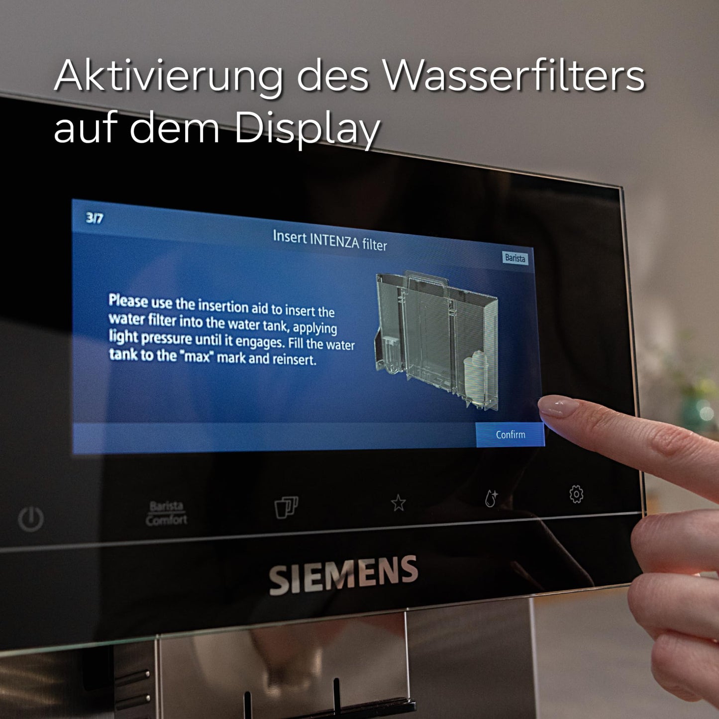 Siemens BRITA Intenza Wasserfilter TZ70033A,verringert den Kalkgehalt des Wassers,reduziert geschmacksstörende Stoffe,für Kaffeevollautomaten der EQ.Serie & Einbauvollautomaten,weiß,3 Stück(1er Pack)