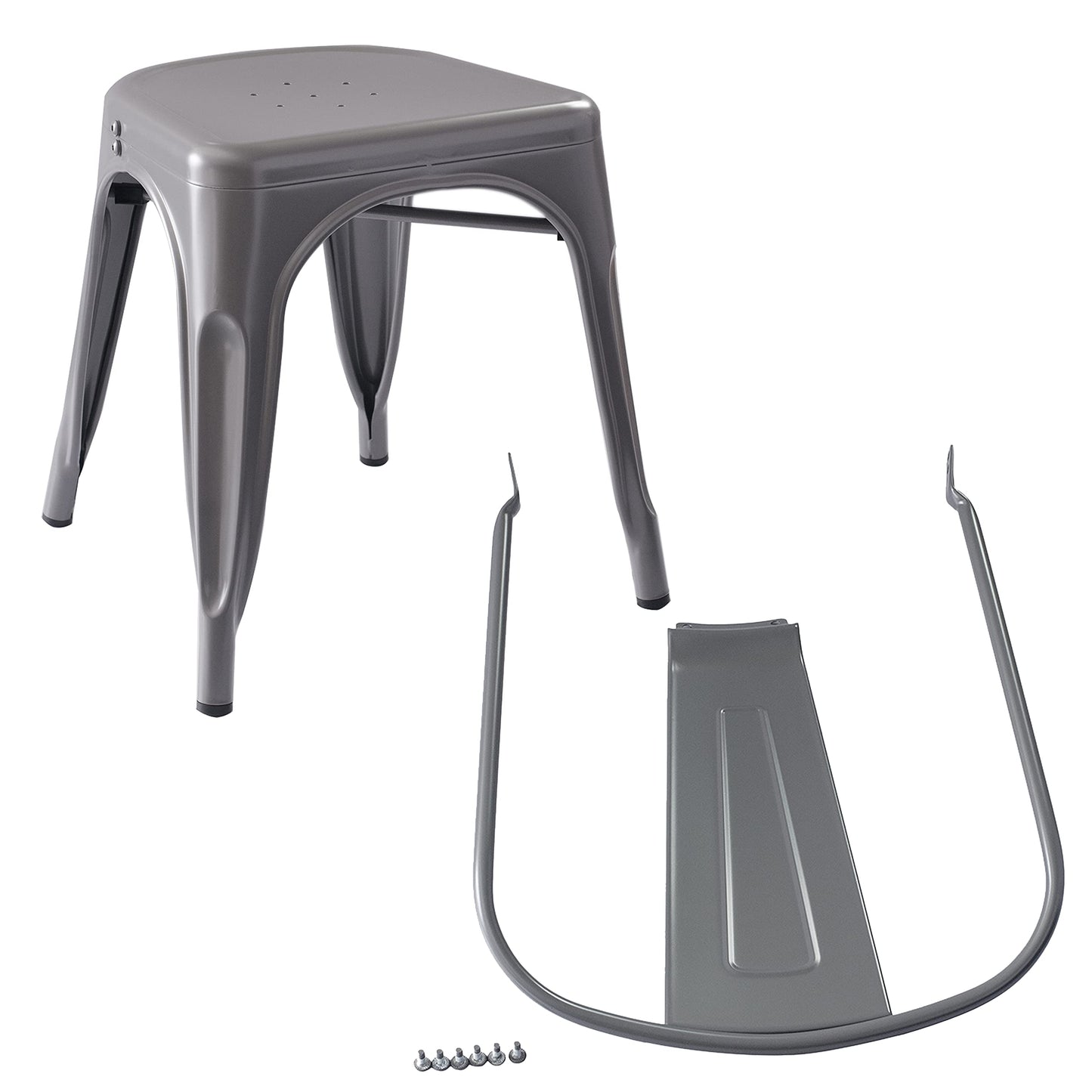 Amazon Basics Esszimmerstühle 4er Set Dunkelgrau – Stapelbar, Metall, Innen- & Außenbereich