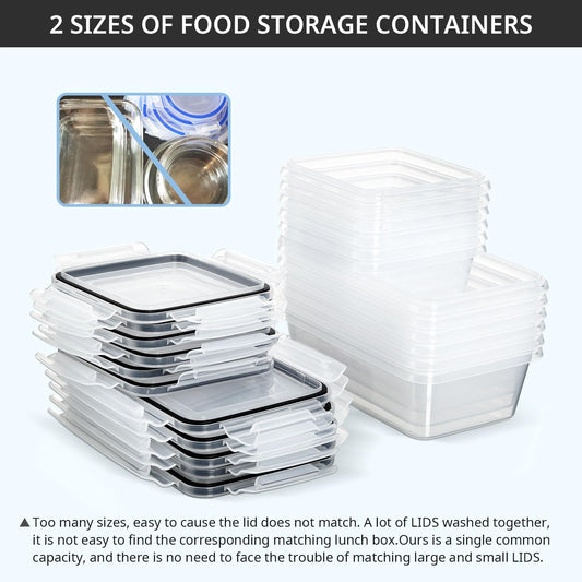 Hibisaws 12er Frischhaltedosen mit Deckel, Gefrierdosen, Essensboxen, BPA-frei Und 100% Luftdicht, Transparent, 6 x1 L & 6 x 0.5 L, meal prep boxen