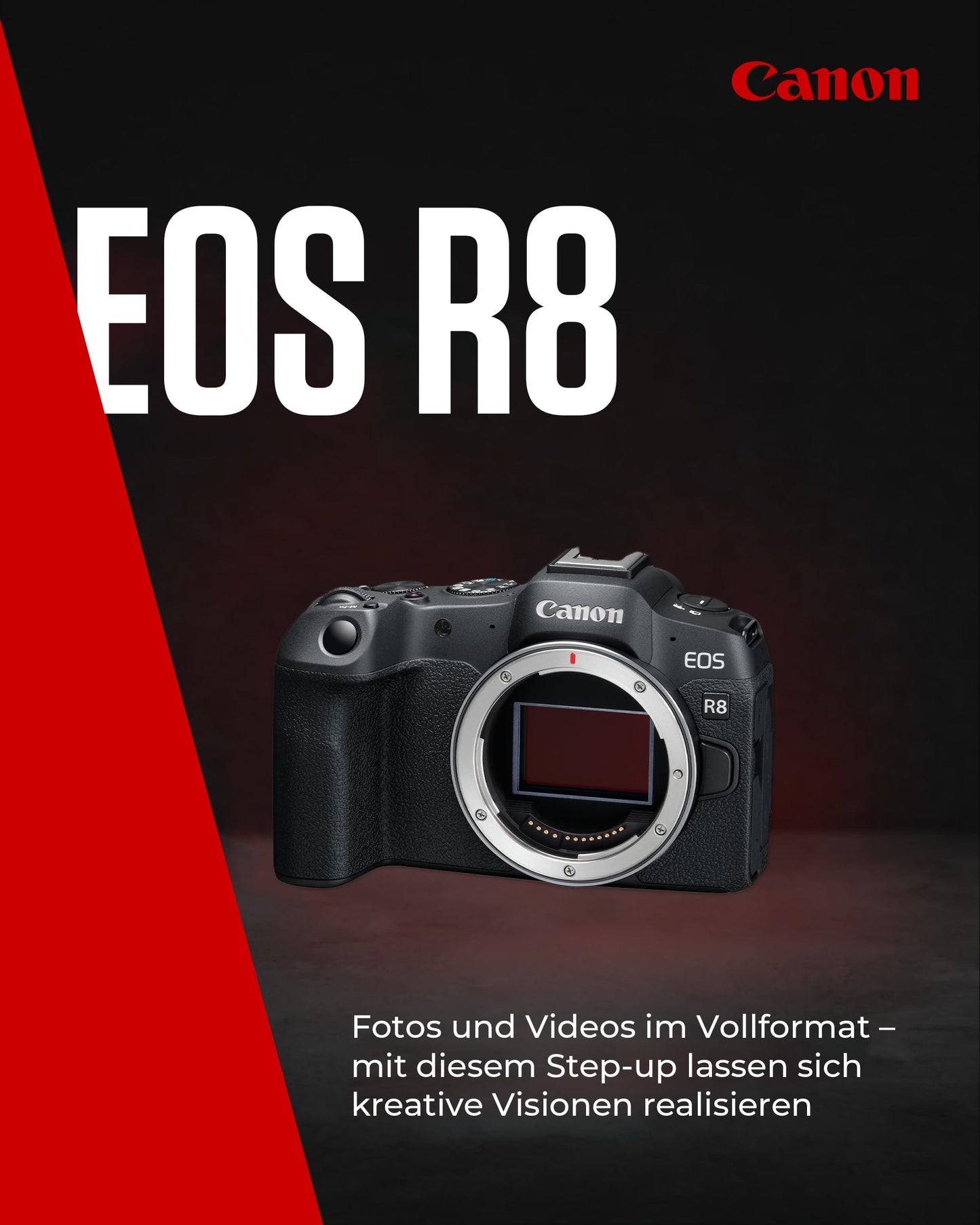 Canon EOS R8 Systemkamera - Spiegellose Vollformat Kamera (Digitalkamera mit Autofokus und Motiverkennung für Augen Tiere Fahrzeuge, 4k Videokamera, 40 Bilder pro Sekunde, WiFi, Touchscreen)