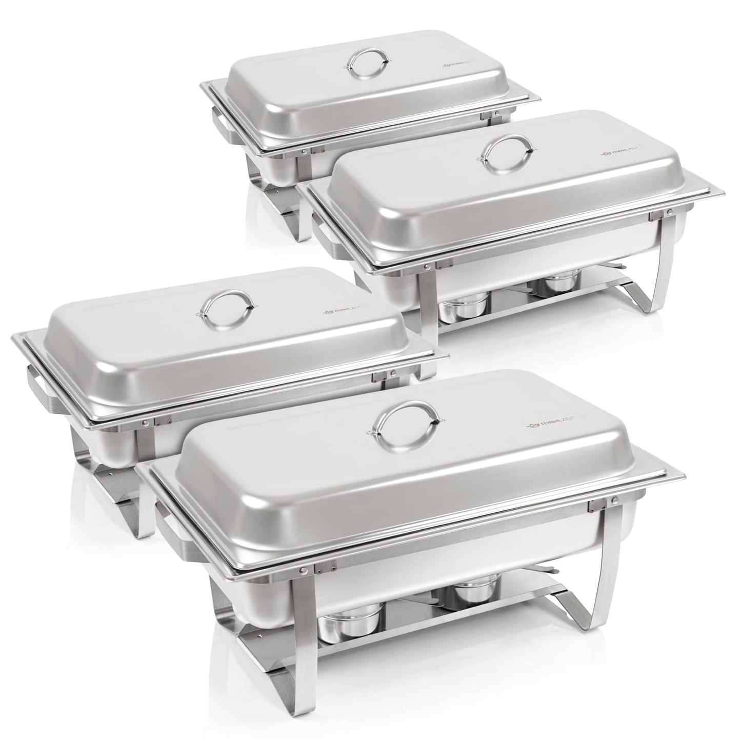Mahlzeit Chafing Dish Profi Set Grenoble, 4x Edelstahl Warmhaltebehälter, 30-TLG Speisewärmer, Wärmebehälter, Rechaud, Chafing Dishes, Speisenwärmer, für Catering, Buffet und Party
