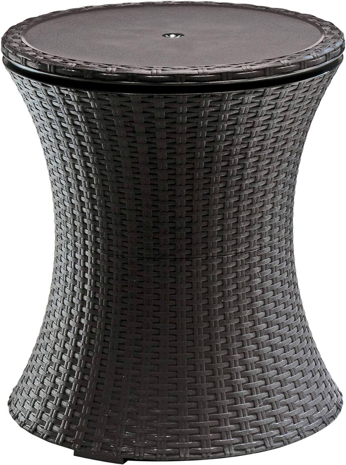 Keter Pacific Cool Bar, 3-in-1 Cocktailtisch, Couchtisch und Outdoor Eiskühler in Rattanoptik, UV-geschützt und wetterfest, braun, Kühlbox 30l Volumen