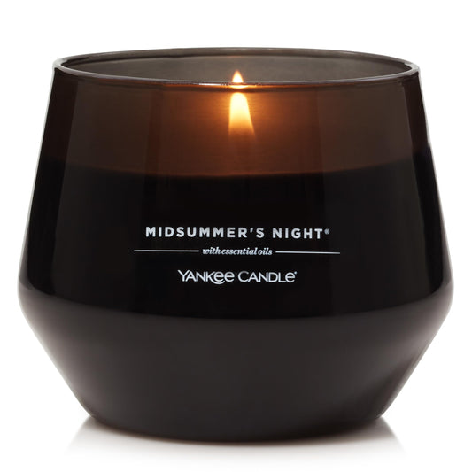 Yankee Candle Studio Duftkerze | Mittelgroße Kerze Midsummer's Night | Lang brennende Kerzen: 35-50 Stunden | Stilvoll designtes Glas mit schwarzem Wachs |Perfekte Geschenke für Frauen & mehr