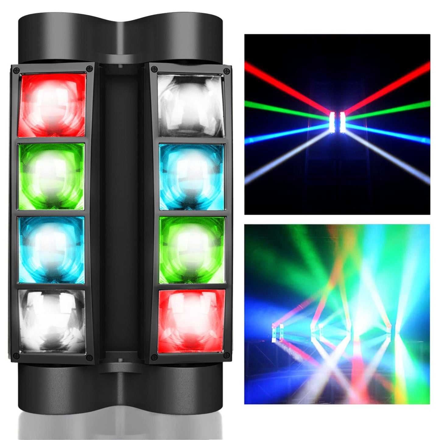 BETOPPER Moving Head Bühnenlicht, Disco DJ Licht 8x3W RGBW 4 in 1 LED Lichteffekt, Mini Partylicht Stage Light mit DMX512/Sprachmodus für Bar Party Club Weihnachten Halloween
