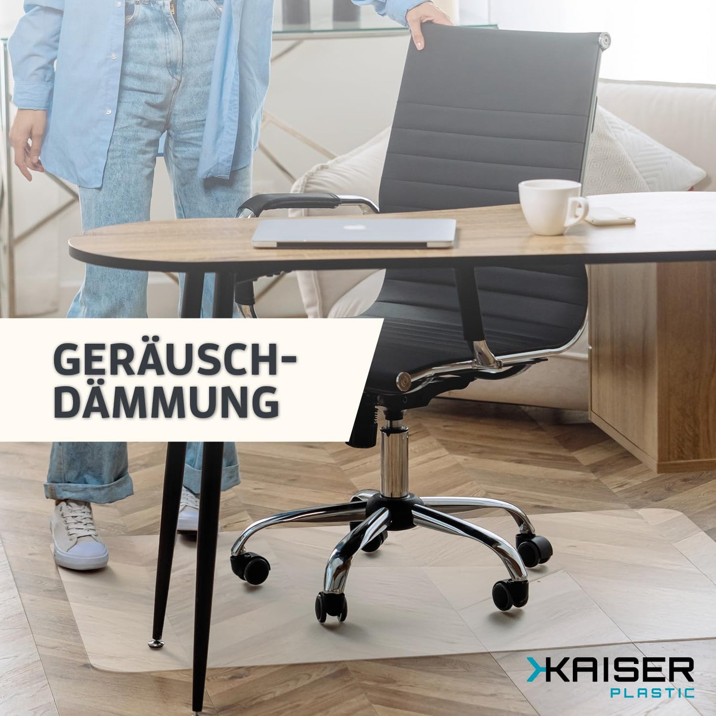 KAISER PLASTIC® Bodenschutzmatte | Bürostuhl Unterlage | Unterlage Schreibtischstuhl | Schutzmatte Bürostuhl | für Hartboden | 75 x 120 cm