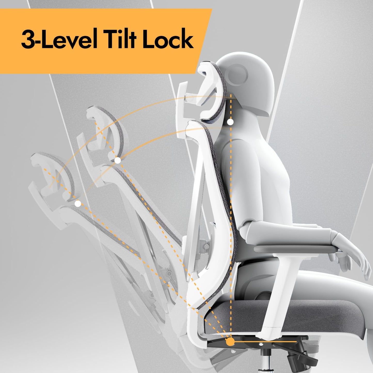 HOLLUDLE Ergonomischer Bürostuhl mit 3D Lendenstütze, Weiß