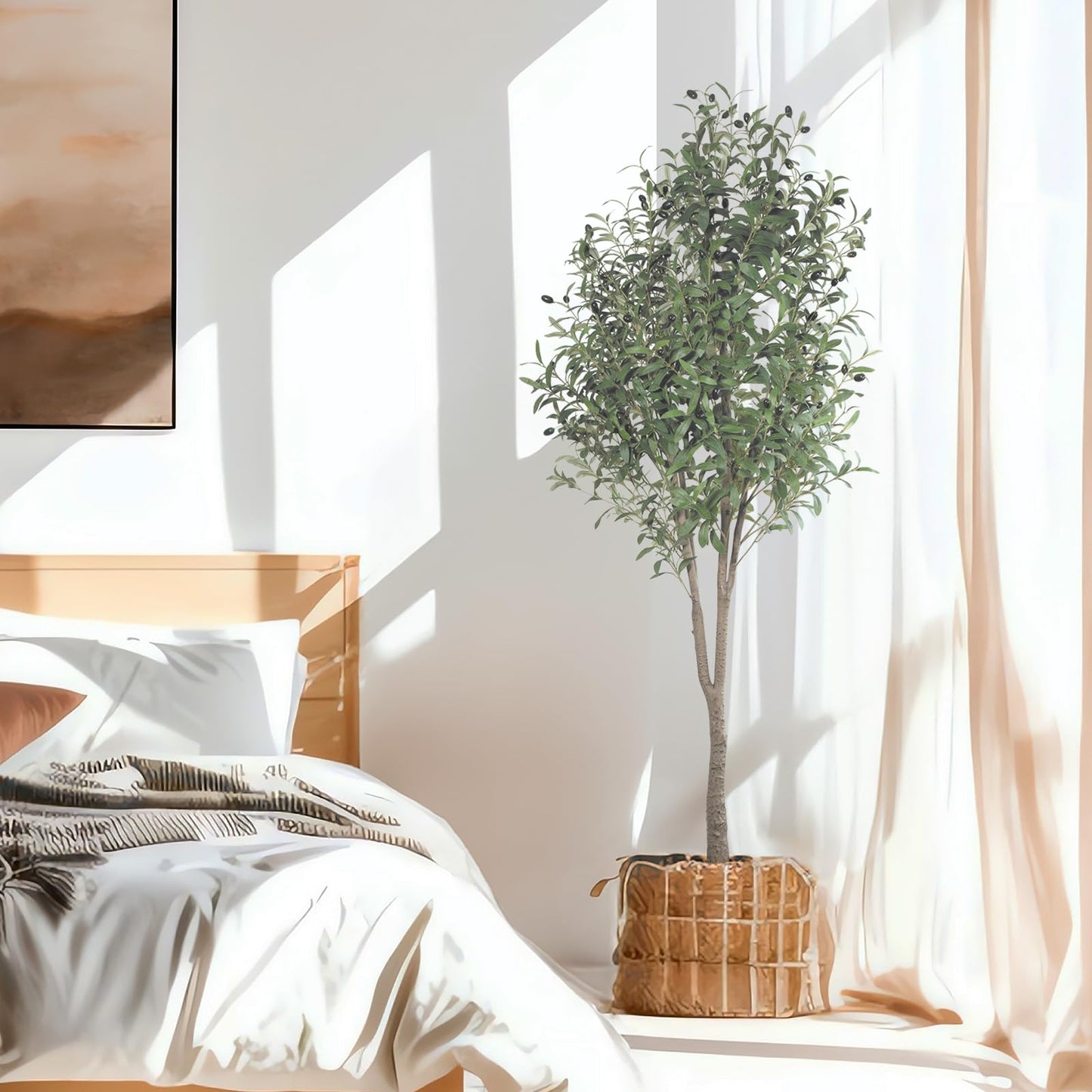 Oc'leaf Olivenbaum Künstlich - 180cm Künstliche Pflanzen Groß Olivenbaumpflanze, Künstlicher Olivenbaum im Topf, Olivenbaum Deko für Zuhause, Wohnzimmer, Schlafzimmer, Büro, Garten