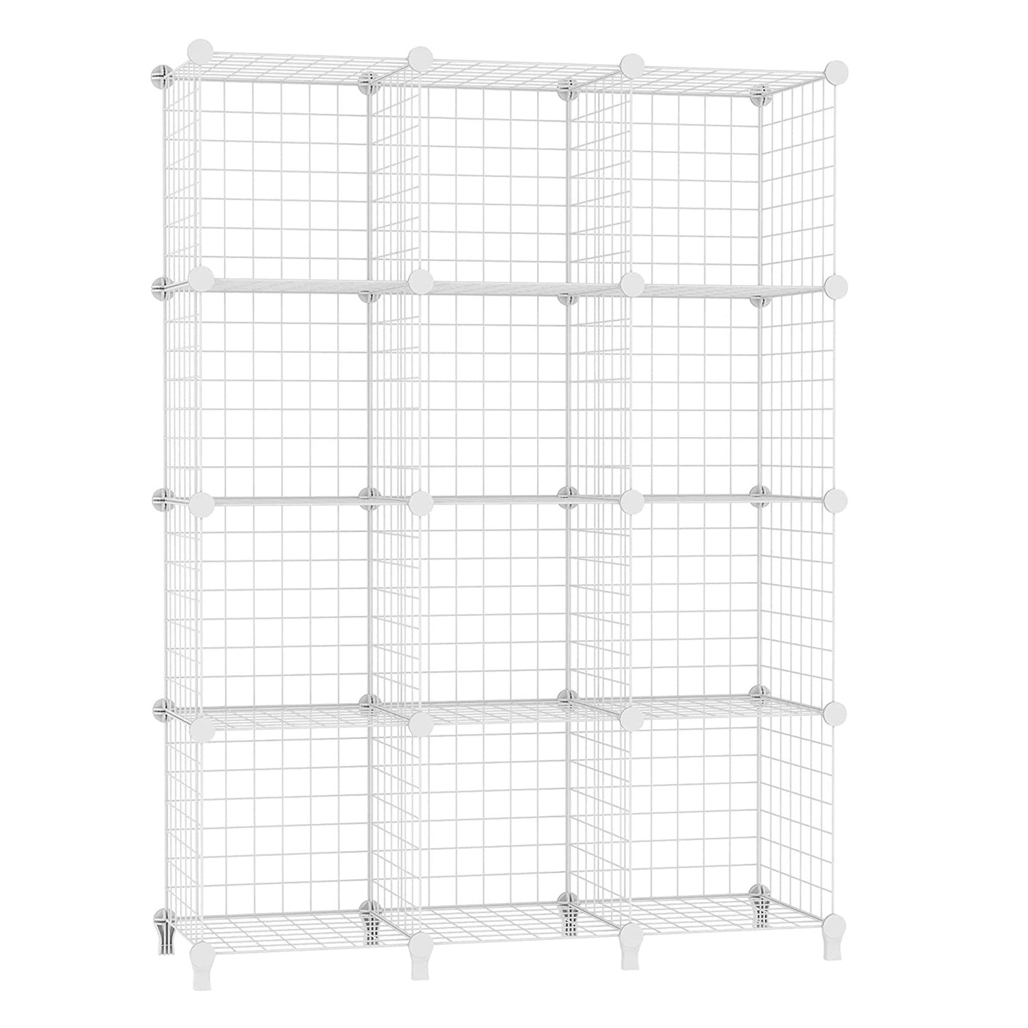 AWTATOS Regal 12 Regal Drahtwürfel Stapelbarer Regal Würfel DIY Metallgitter Regal Würfelbuchregal Würfelregal Mit Türen Für Wohnzimmer, Schlafzimmer, Bad Weiß USCIH12WE