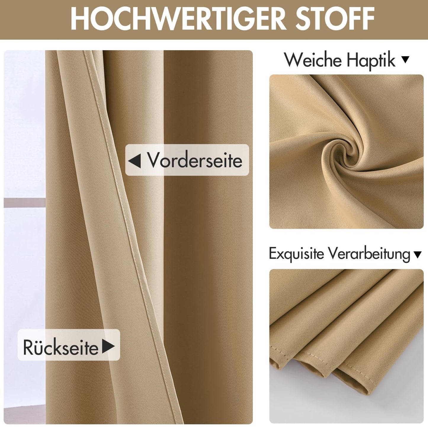 MIULEE Vorhänge Taupe Blickdicht mit Ösen, Schöner Weicher Verdunklungsvorhänge zum Verdunkeln von Räumen, 2er Set Gardinen Abdunkelnd Schlafzimmer Wohnzimmer Thermovorhang Kälteschutz 140X225 cm