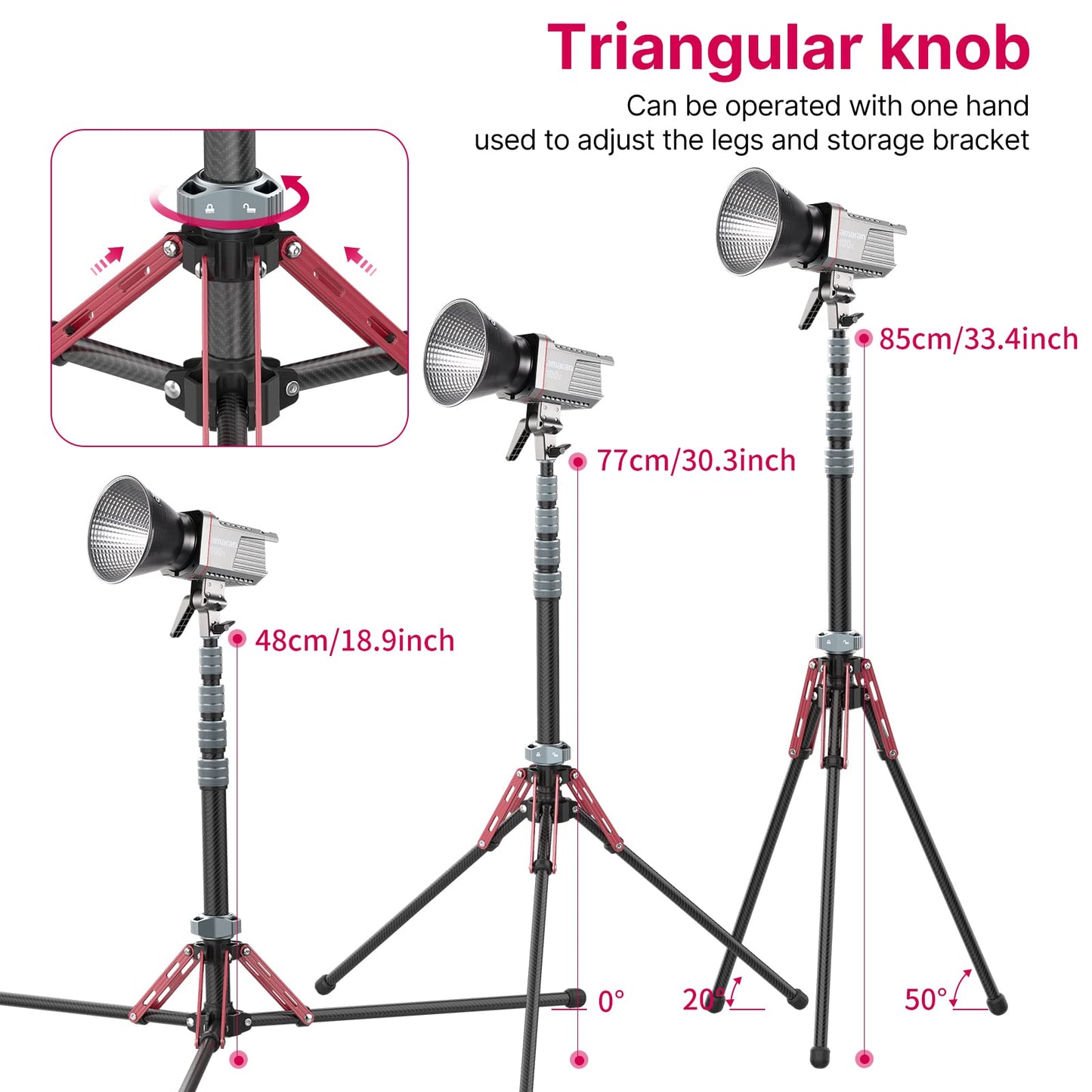 ULANZI MT-49 Lampenstativ aus Kohlefaser, 194cm/76.4inch, Stabiles Light Stand für Studio Kits, Softbox, Reflektor, Ringlicht und COB Licht, inkl. Tragetasche