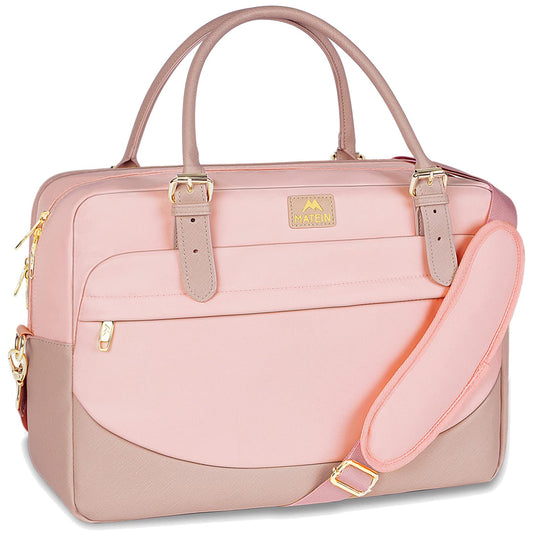 MATEIN Handtasche Damen Groß, Laptoptasche 17,3 Zoll Arbeitstasche mit Vielen Fächern Messenger Bag Businesstasche Frau Aktentasche Bürotasche Pink Laptop Bag Umhängetasche für Schule, Reisen, Rosa