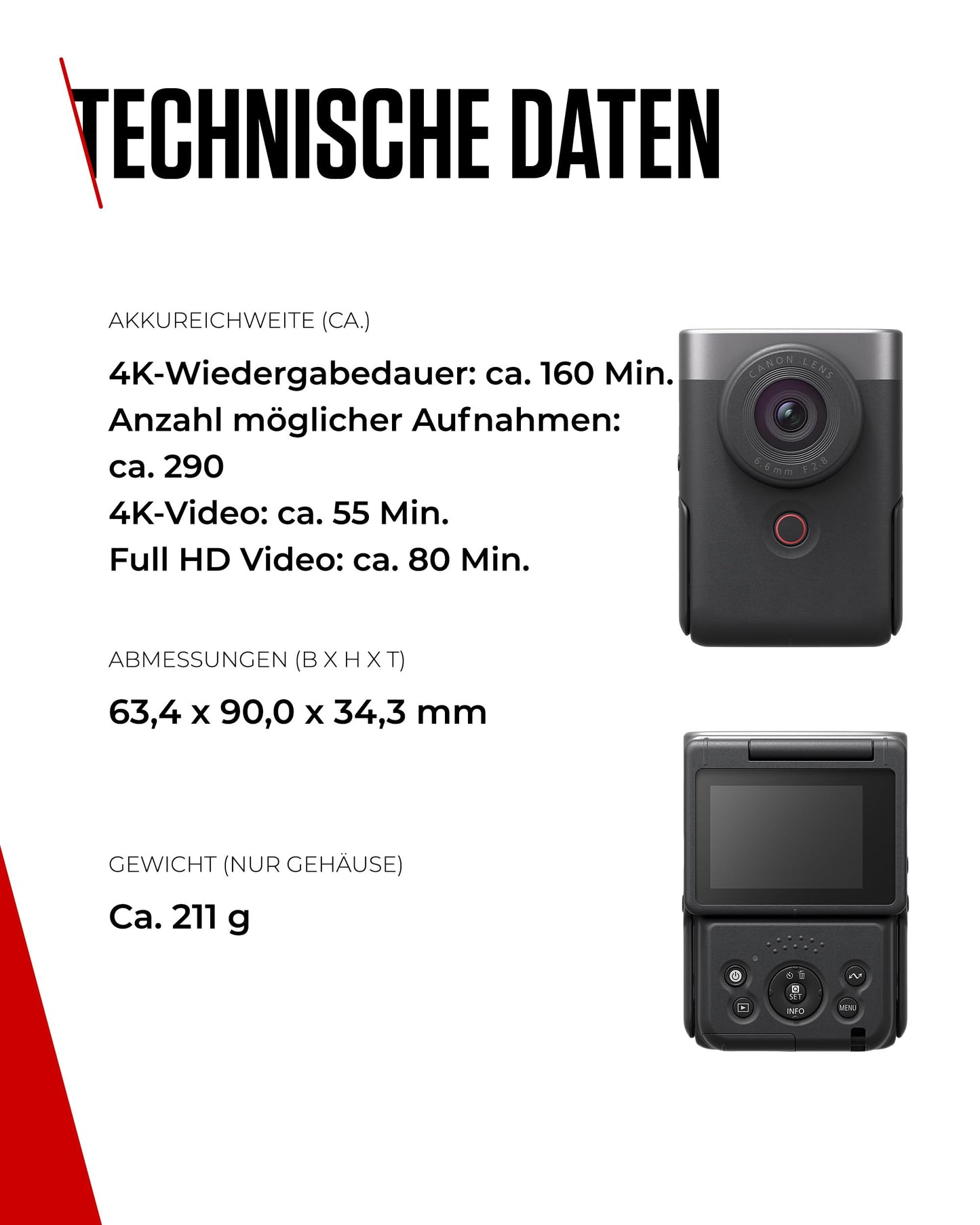 Canon PowerShot V10 Vlogging Starter Kit Kompaktkamera Digitalkamera silber (Weitwinkel Objektiv, 4k Kamera Videokamera, klappbares Touch-Display, Stereo-Mikrofon, Stativ, Streaming, Content Creation)
