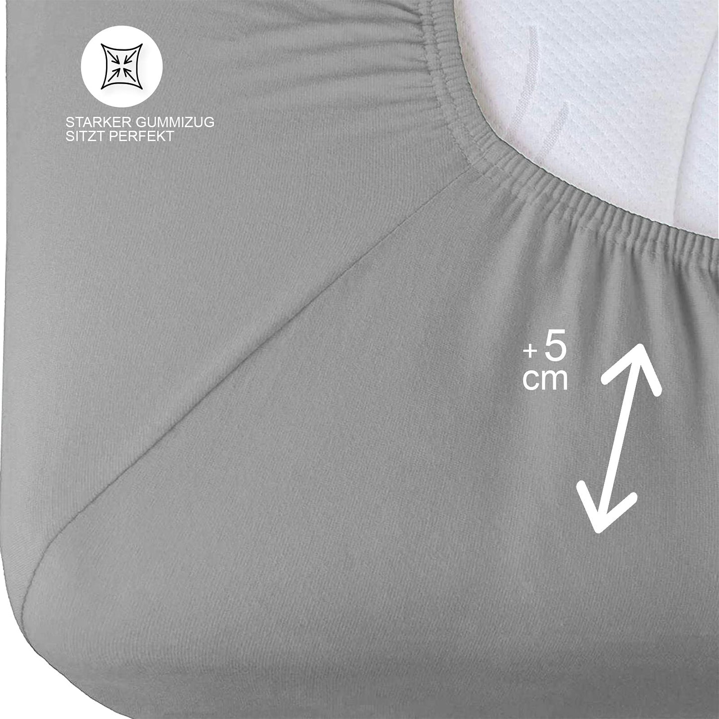 Buymax® Spannbettlaken 140x200cm Baumwolle 100% Spannbetttuch Bettlaken Jersey, Matratzenhöhe bis 25 cm, Farbe Anthrazit-Grau ÖKO TEX Standard