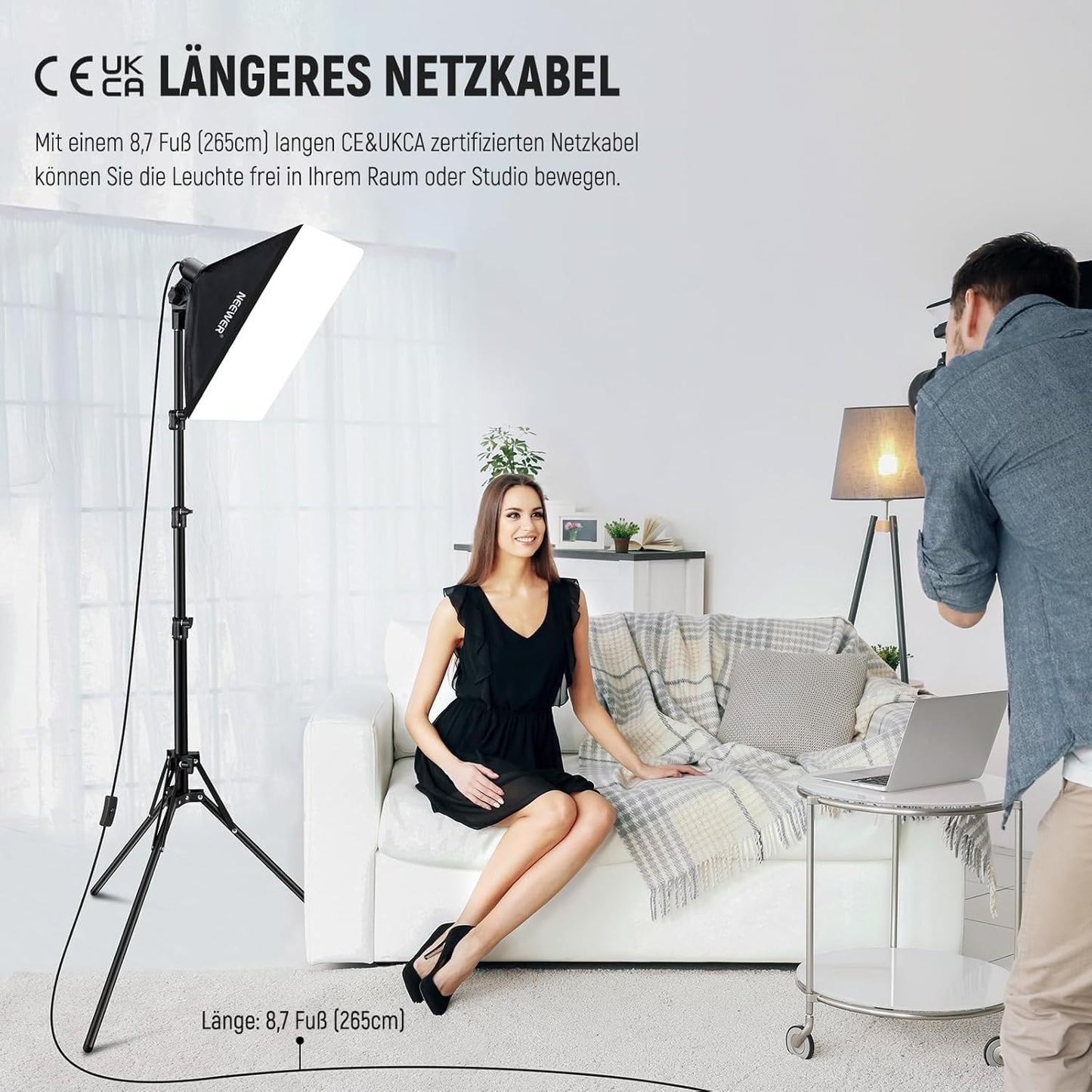 NEEWER 40x40cm Softbox Beleuchtung Set mit 35W LED Glühbirne E27 Sockel (EU Stecker) CE&UKCA Zertifiziert 5700K CRI93+, 180cm Licht Stativ für Fotografie Leuchte Videolicht Aufnahme TikTok, SF40