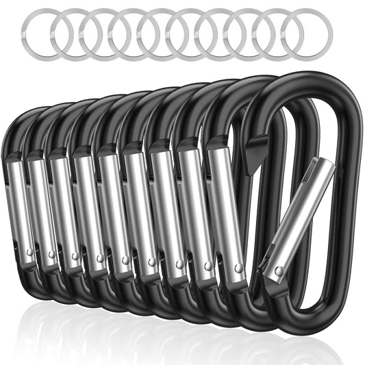 Sprookber 3" Aluminium Karabiner D-Ring - karabinerhaken Clips mit Federschnapphaken für Schlüsselanhänger Clip - 10 Stücke