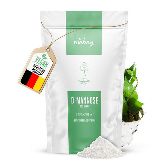 Vitabay D-Mannose Pulver aus Birke 200g - D Mannose Pulver Birke - Vegan, Naturbelassen & Laborgeprüft - 2g D Manose pro Tagesdosis - D Mannose Pulver aus Birke D- Mannose Dmannosse Pulver Mannose D