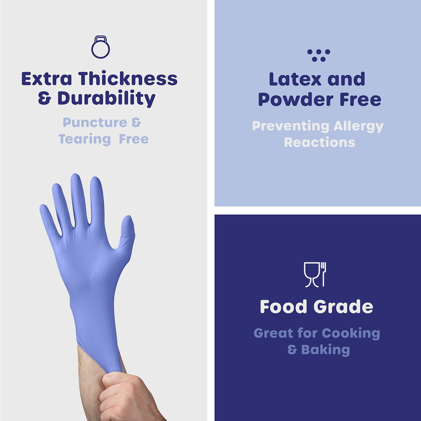 Comfy Package [100 Count] Nitrile Disposable Gloves - 4 mil. | Latex Free and Rubber Free | Non-Sterile Powder Free Gloves - L