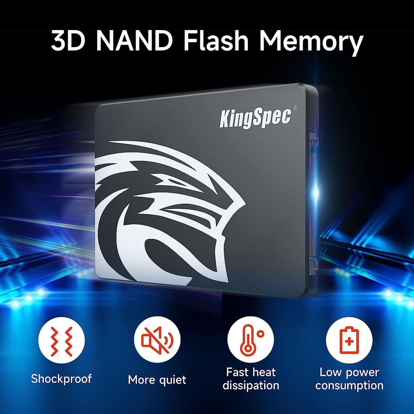 KingSpec 1TB 2.5" SATA SSD Festplatte Intern SATA 3 interne SSD 3D NAND Flash, kompatibel mit Desktop/Laptop