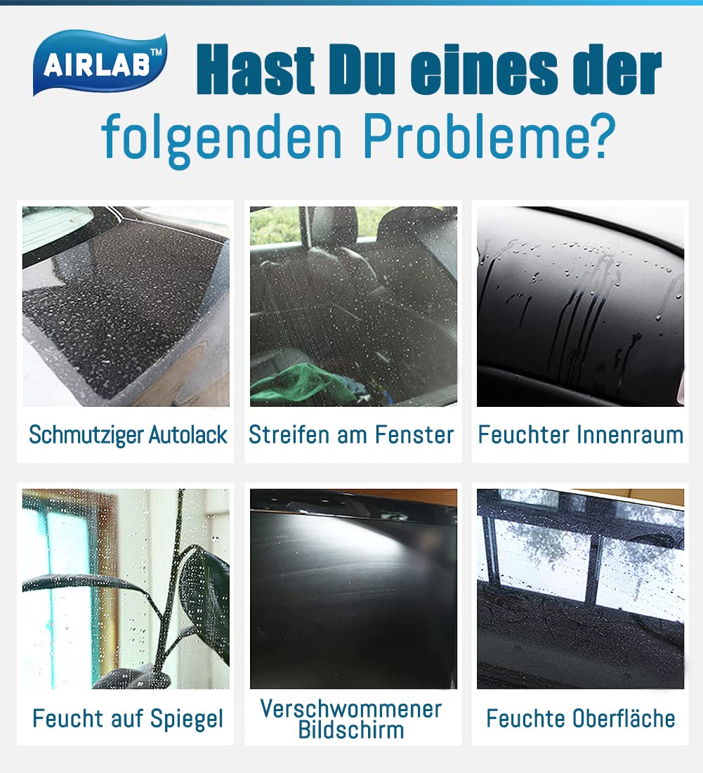 Airlab 8X Mikrofasertücher Putztücher, Nano Streifenfrei Fenstertuch Geschirrtücher, Fishscale Reinigungstücher für Auto, Fenster, Brille, Küche, Glas, Spiegel, Wasserhahn und Bad, 40x30 cm