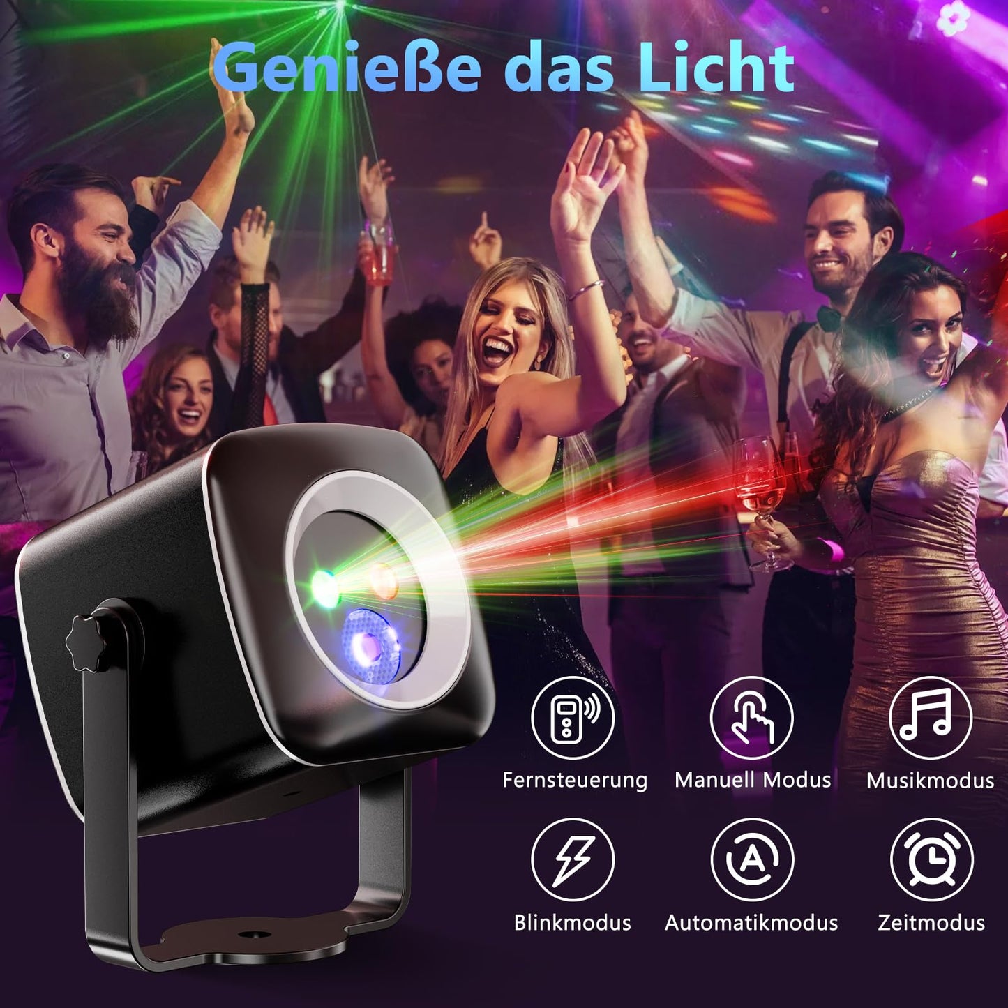 Gobikey Discokugel, Musikgesteuert Discolicht Partylicht 60 Verschiedene Muster Strobe-Effekt Partylicht Mit Fernbedienung und 2M USB Kabel für Familie Die Party Fest Der Klub Geburtstag Hochzeit