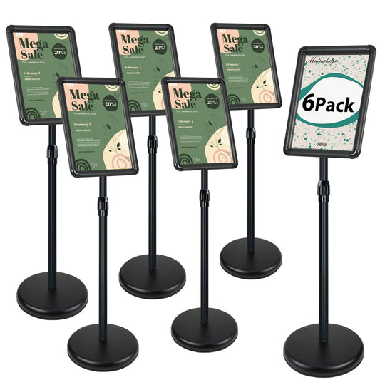 Mutualsign 6Pack Infoständer DIN A4 Höhenverstellbar Kundenstopper Outdoor Aluminium Plakatständer Werbeaufsteller Präsentationsständer für Menu/Hochzeit/Show/Display/Werbung/Verkauf (Schwarz)