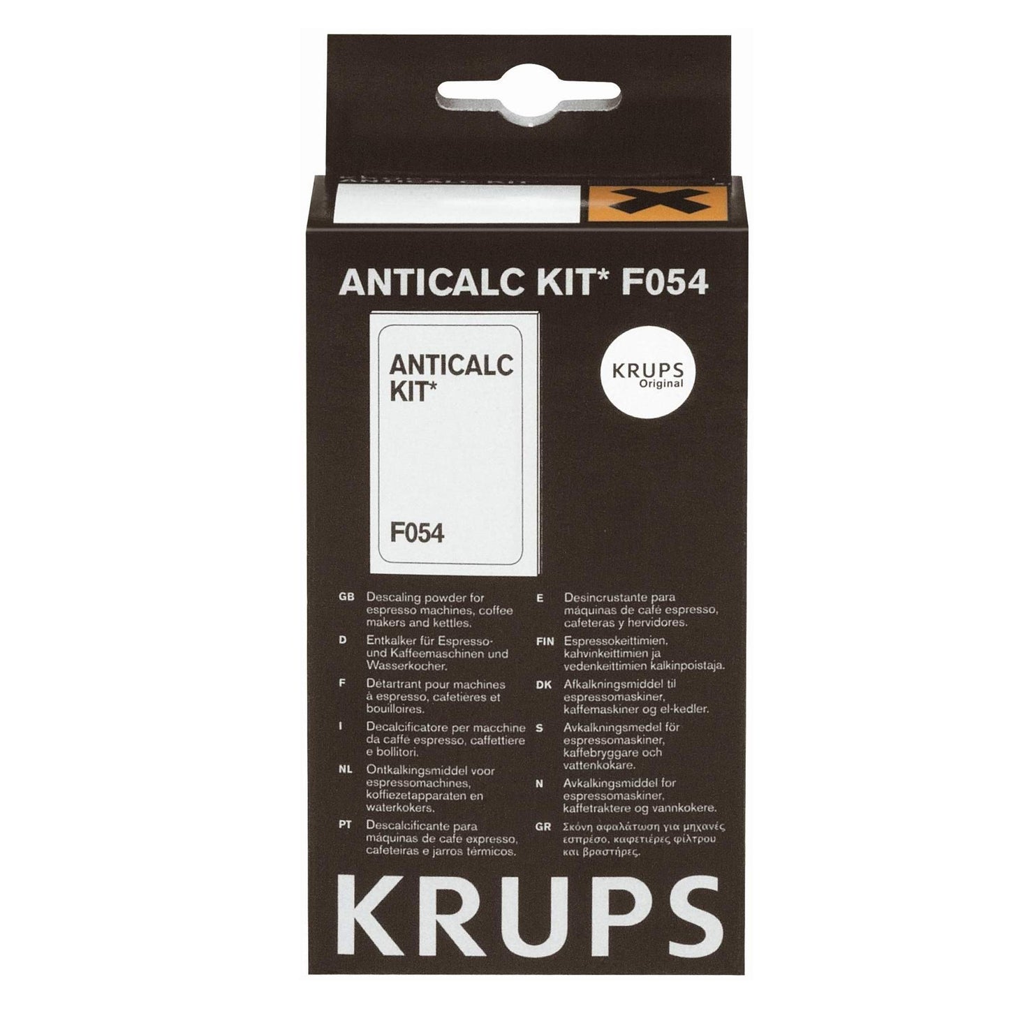 Krups Original Entkalker F054 - Entkalker für Kaffeemaschinen & Kaffeevollautomaten, Universal Kalklöser für optimale Pflege, 2 Entkalkungsbeutel für 2 Anwendungen