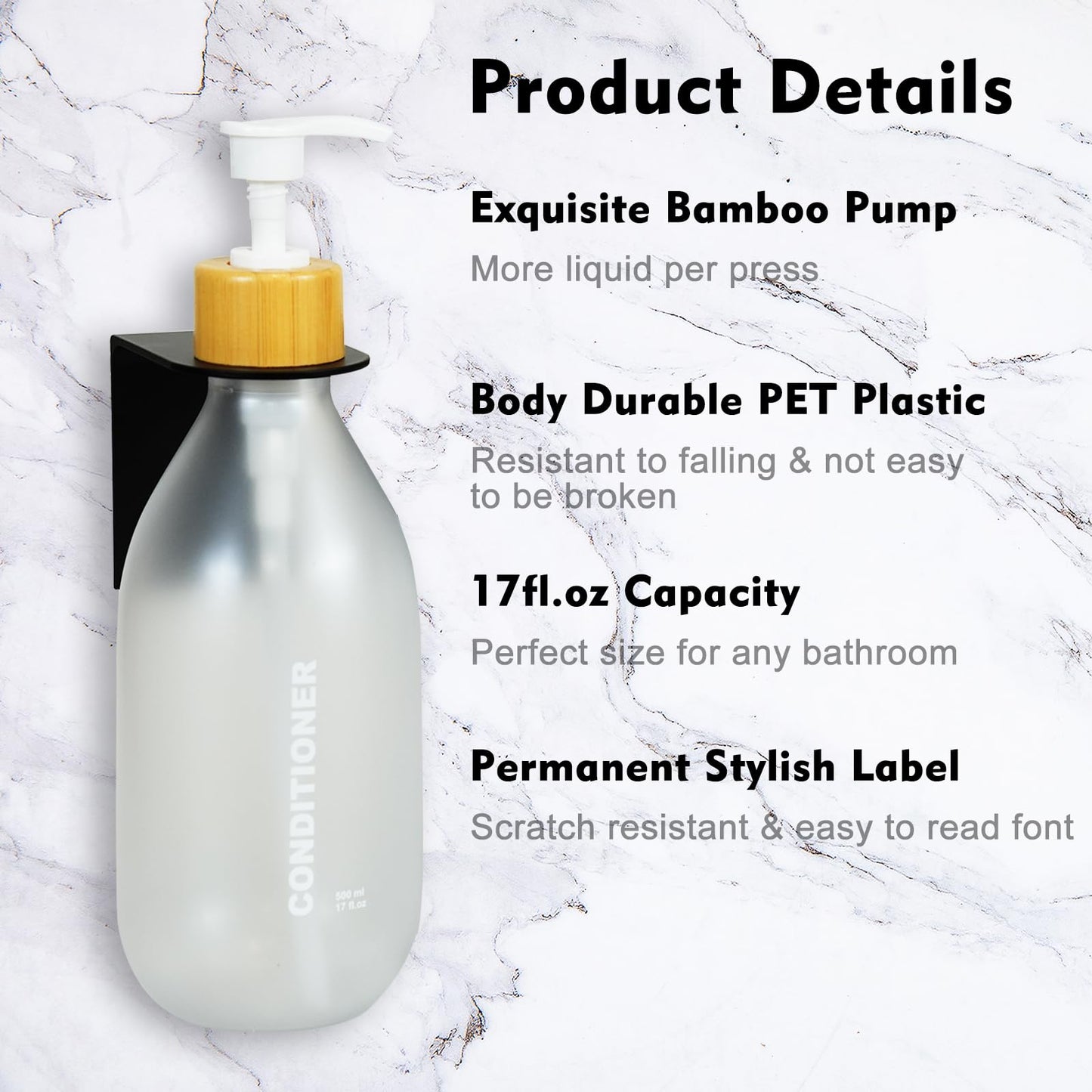 ILIKEPOW Seifenspender Wandbefestigung Set - 500 ml nachhaltige mit Rutschfester Oberfläche für Handseifen, Shampoos und Lotionen für das Badezimmer Mattes Weiß